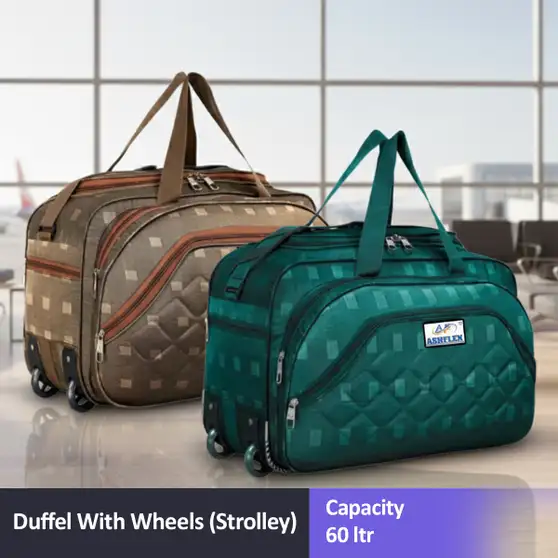 ASHFLAX Fancy ASHFLAX Combo 2 Set Luggage Travel Duffle Bag Duffel With Wheels (trolley)