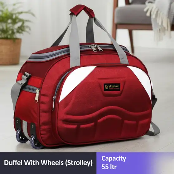 55 L Strolley Duffel Bag - Xfactor super premium - Maroon - Regular Capacity Duffel With Wheels (Strolley)