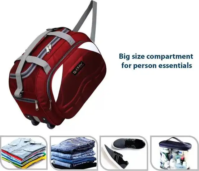 55 L Strolley Duffel Bag - Xfactor super premium - Maroon - Regular Capacity Duffel With Wheels (Strolley) - Image 3