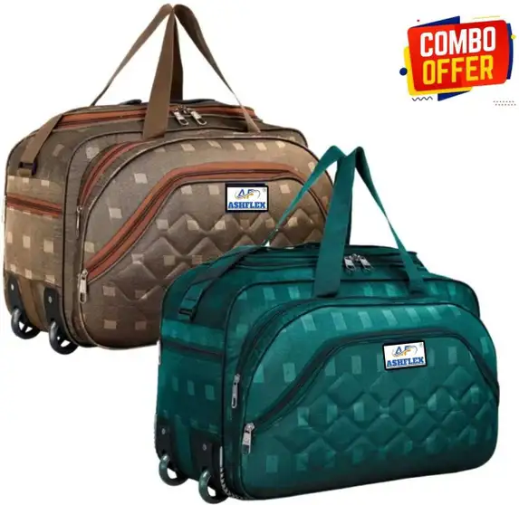 ASHFLAX Fancy ASHFLAX Combo 2 Set Luggage Travel Duffle Bag Duffel With Wheels (trolley) - Image 3