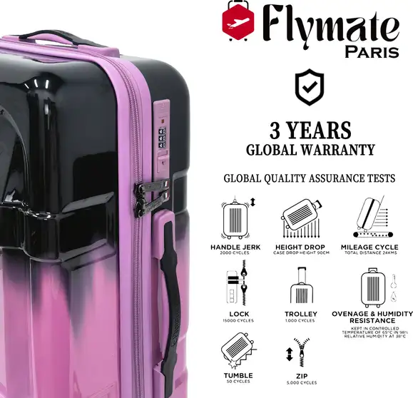 flymate paris Suitcase Combo (Pink) - Image 4
