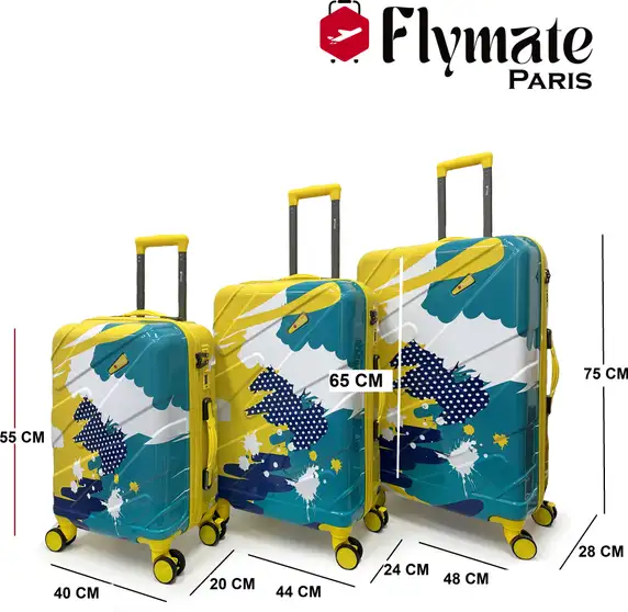 flymate paris Suitcase Combo (Yellow) - Image 2