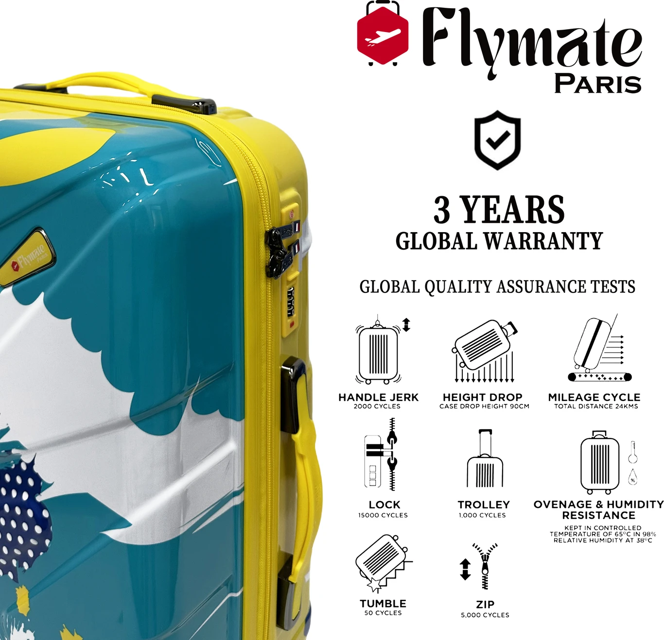 flymate paris Suitcase Combo (Yellow) - Image 4