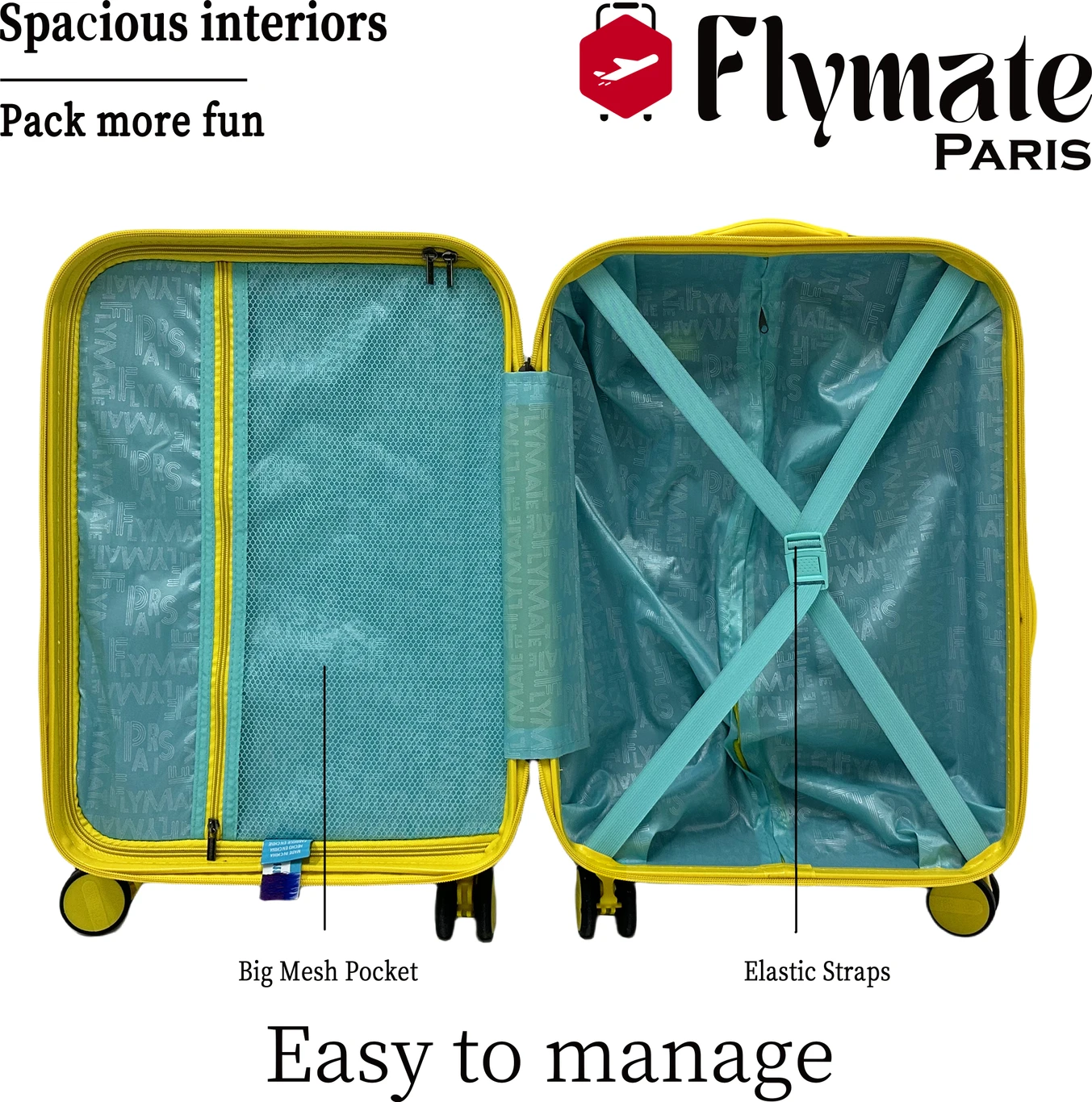 flymate paris Suitcase Combo (Yellow) - Image 5
