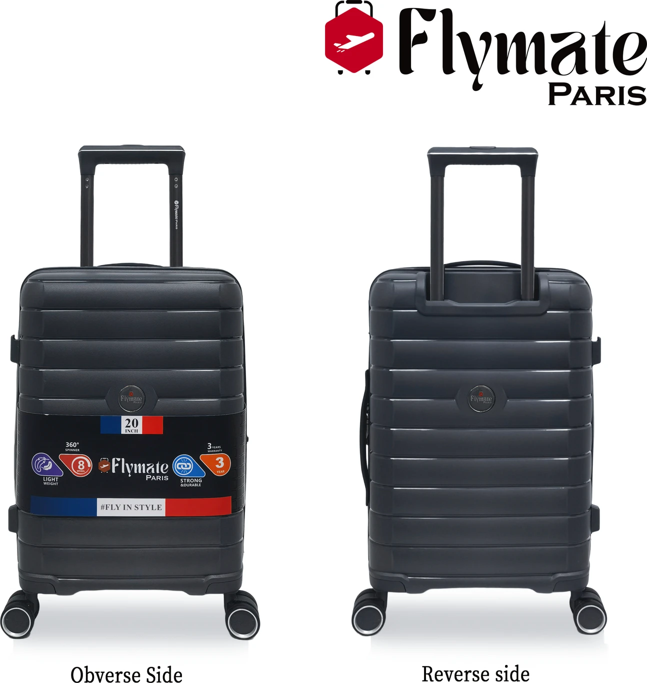 flymate paris Suitcase Combo (Grey)