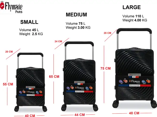 flymate paris Suitcase Combo (Black) - Image 3