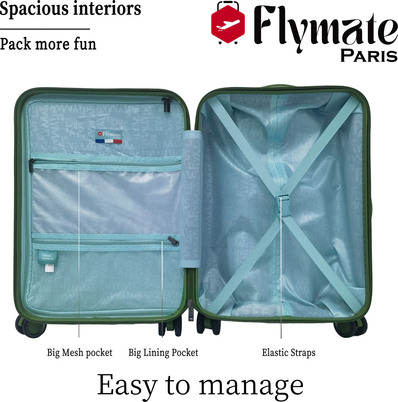 flymate paris Suitcase Combo (Black) - Image 3