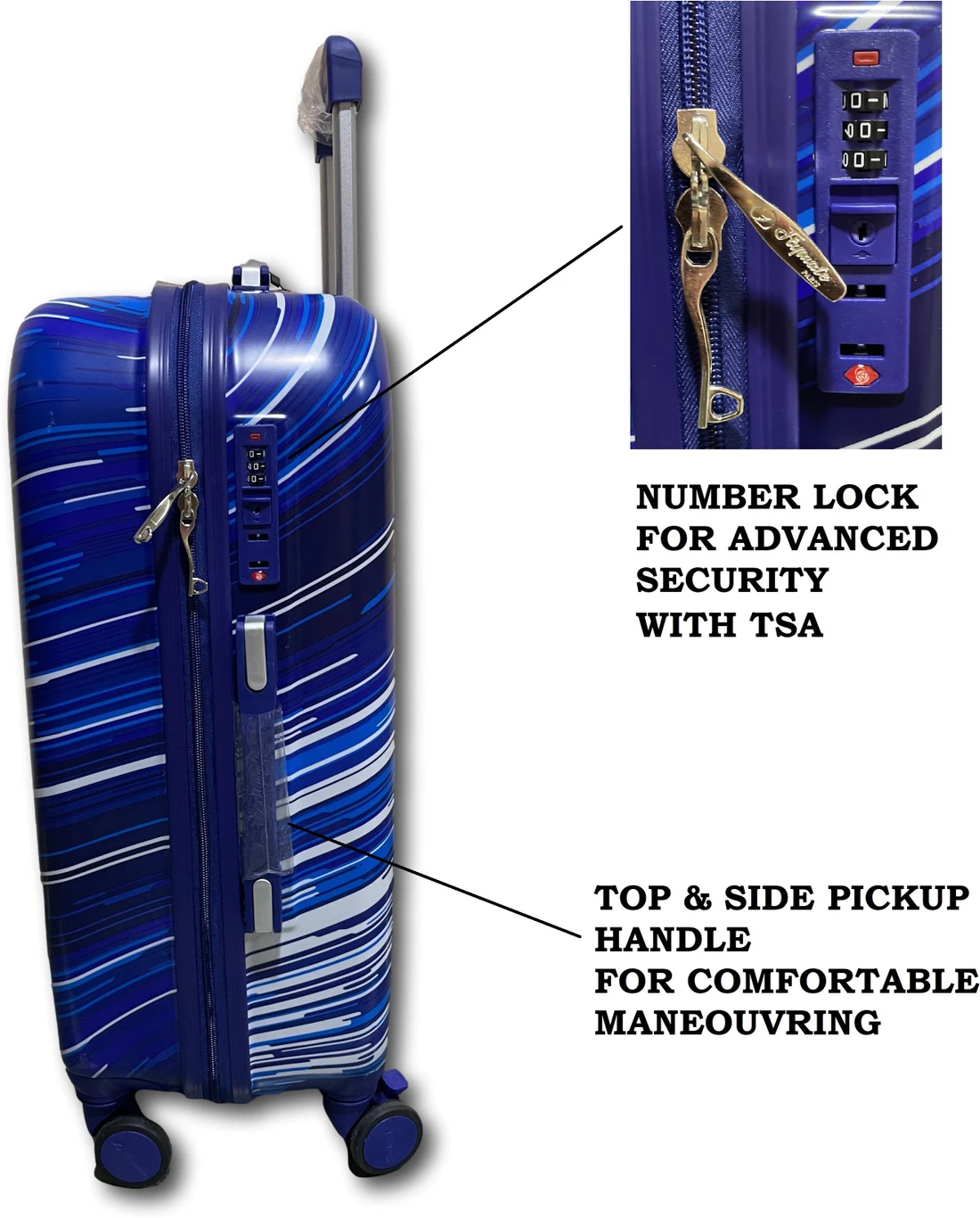 Large Check-in Suitcase (75 cm) 4 Wheels - STRIPES BLUE 28INCH - Blue - Image 6